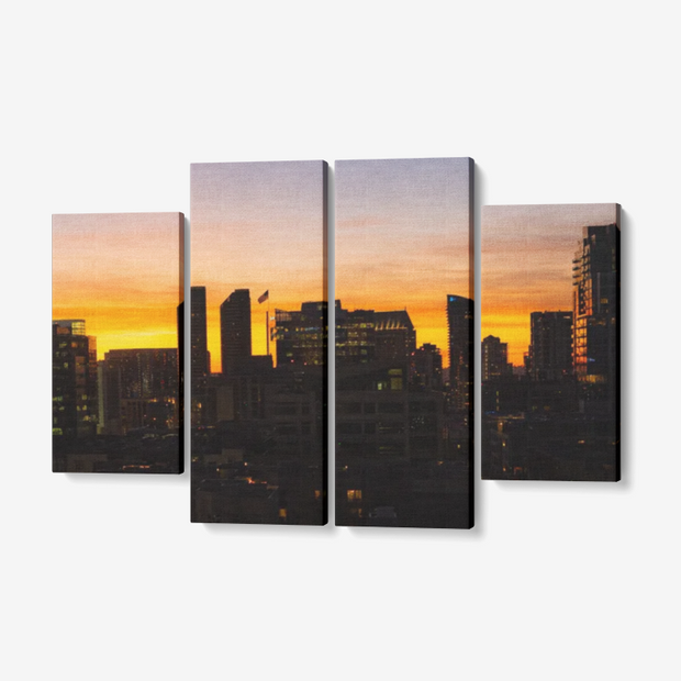 Sunset One 4 Piece Canvas Wall Art for Living Room - Framed Ready to Hang 4x12"x32 freeshipping - Lonely Floater