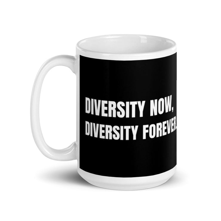 Diversity Hires Black and White glossy mug